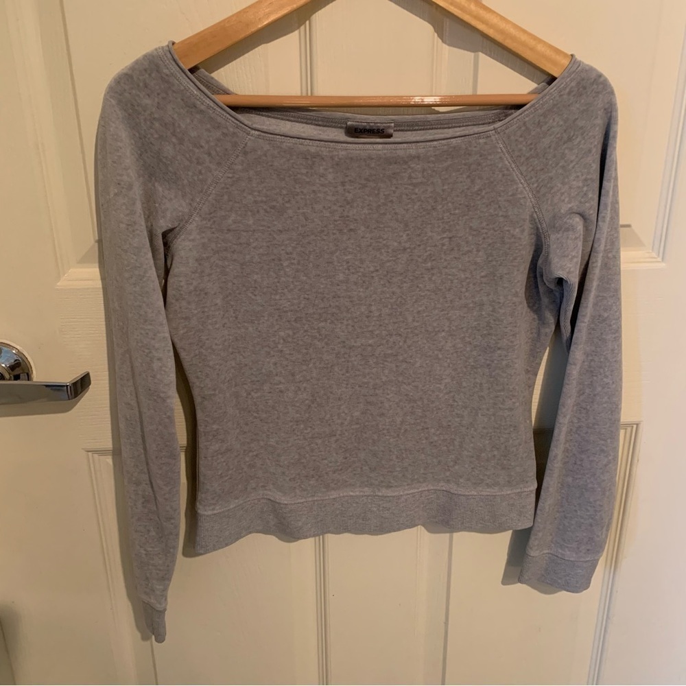 Express Off the Shoulder Gray Sweater